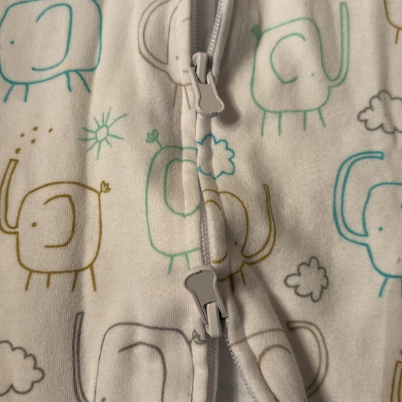 Halo Sleep Sack Swaddle Newborn 6-12 pounds white with blue/green elephants NWT - Picture 5 of 9